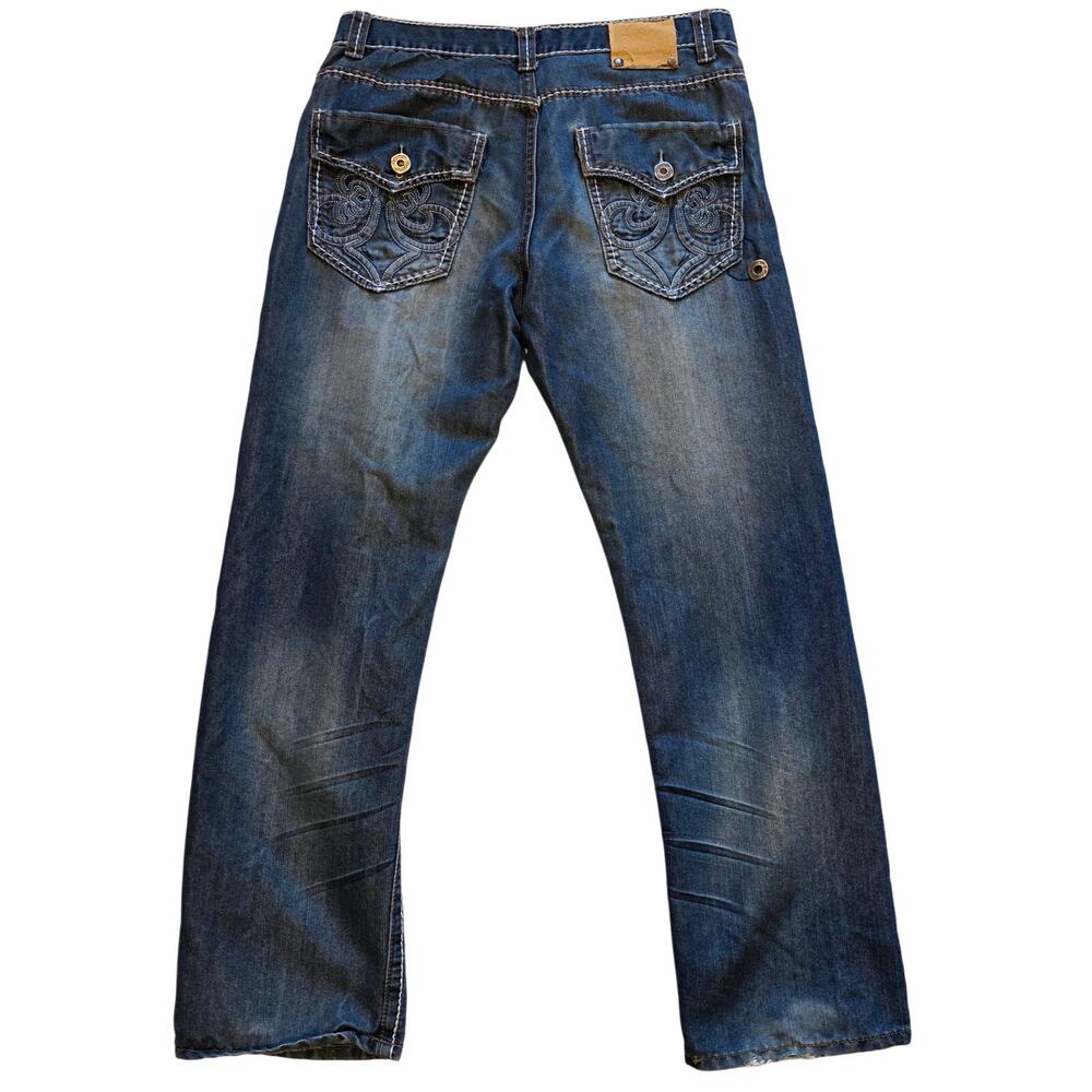 Departed Cypress Ave Mens 34x32 Relaxed Straight Jeans Thick Stitch Y2K Baggy